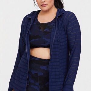 Torrid 1x Everyday Semi Sheer Stripe Active Zip Hoodie